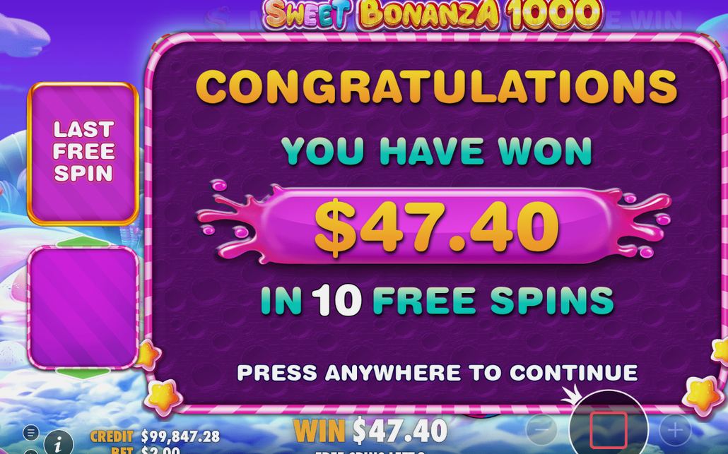 Win after a Multiplier bomb lifts a tumble sequence