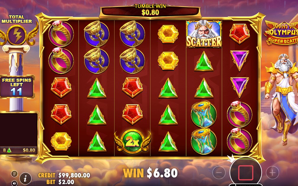 Free Spins round with running multiplier total