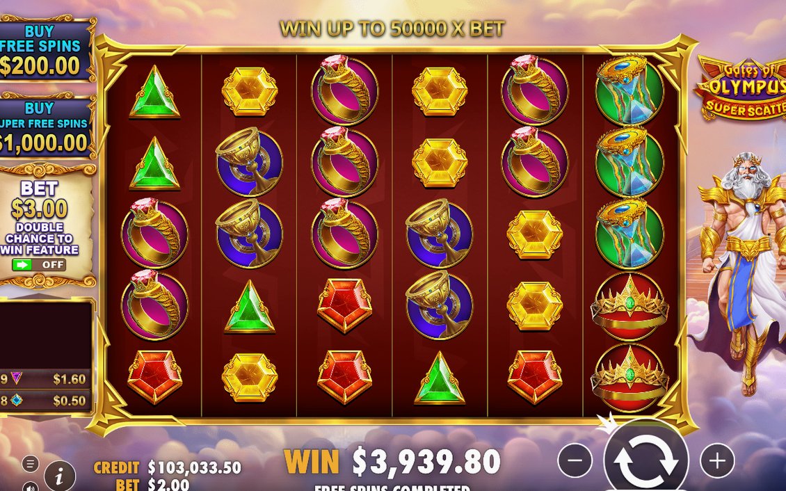 Win screen after tumbles, payout shown in A$